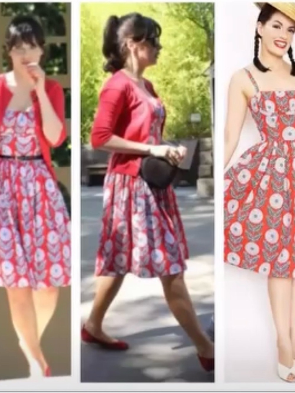 Red Floral Fit-and-Flare Dress